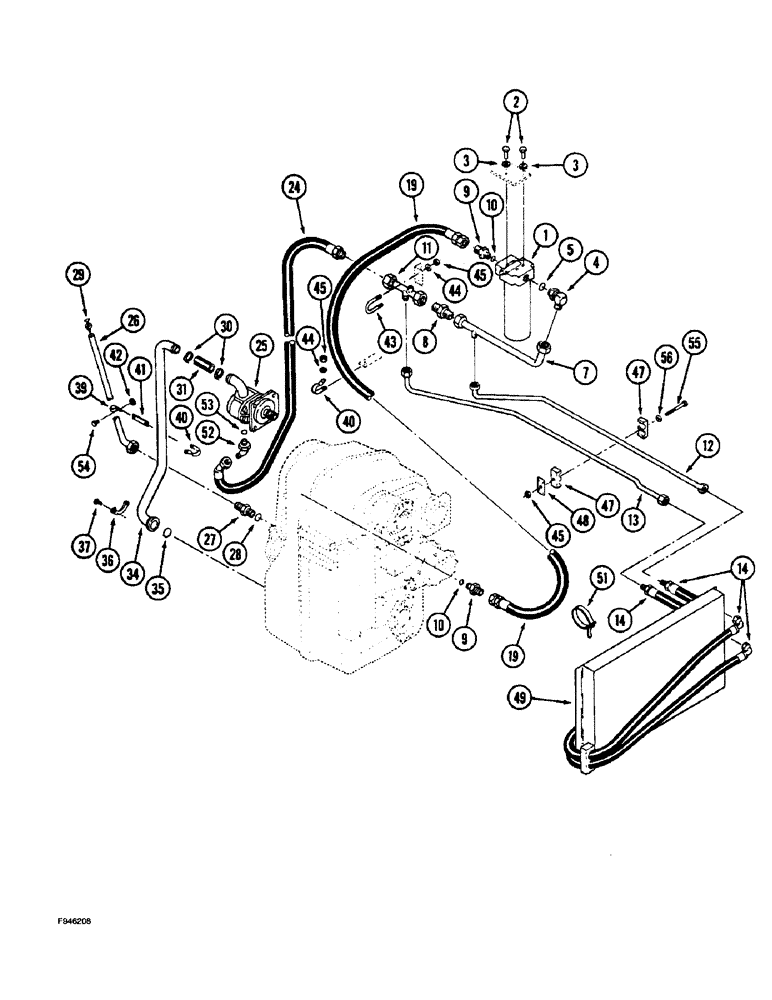 Схема запчастей Case IH 9270 - (6-076) - TRANSMISSION LUBE TRANSMISSION TO COOLER SYNCHROMESH TRACTORS PRIOR SERIAL NO. JCB0028400 (06) - POWER TRAIN