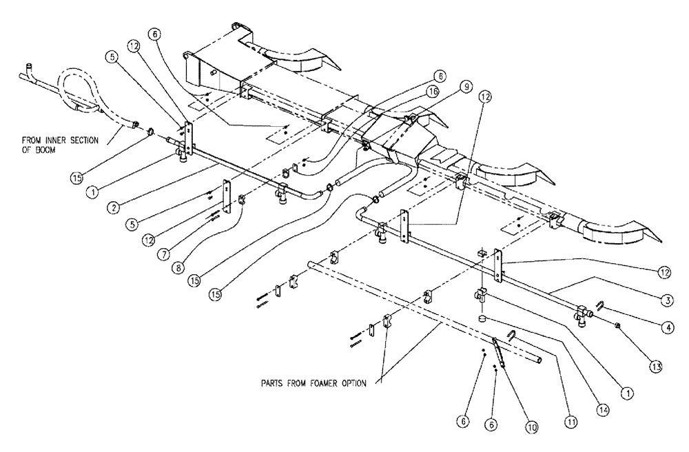 Схема запчастей Case IH 810 - (10-030) - WET BOOM, 3.0", LH, OUTER, 60 Wet Kit