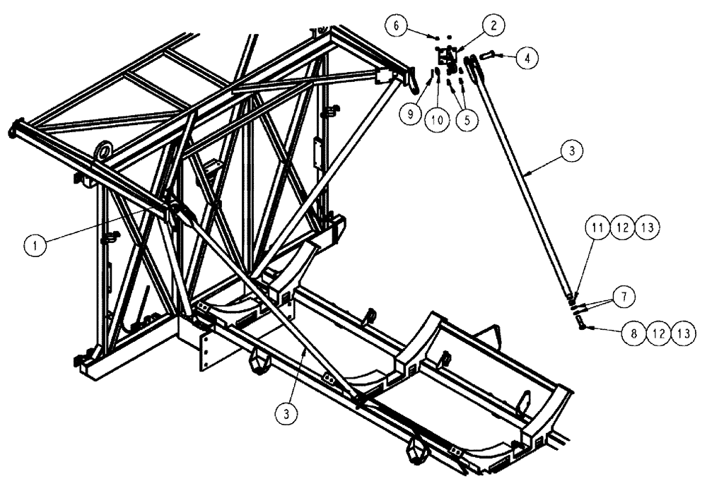 Схема запчастей Case IH 610 - (03-039) - MAST BRACE GROUP (09) - BOOMS