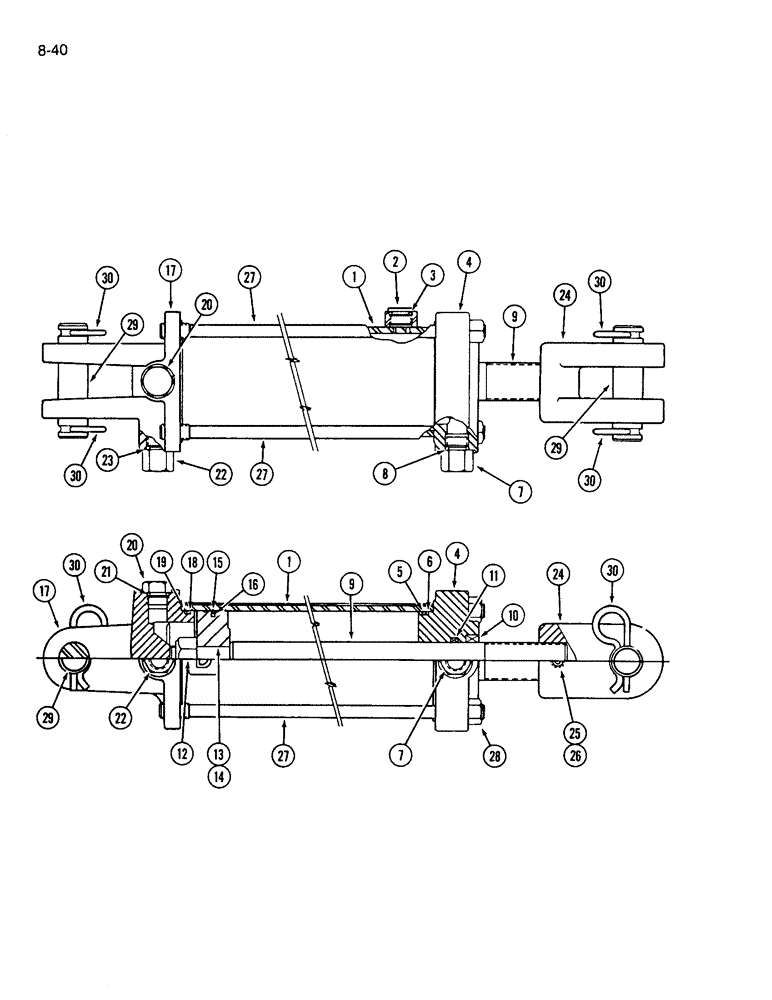 Схема запчастей Case IH 365 - (8-40) - HYDRAULIC CYLINDER, 4 ID X 8 INCH STROKE (08) - HYDRAULICS