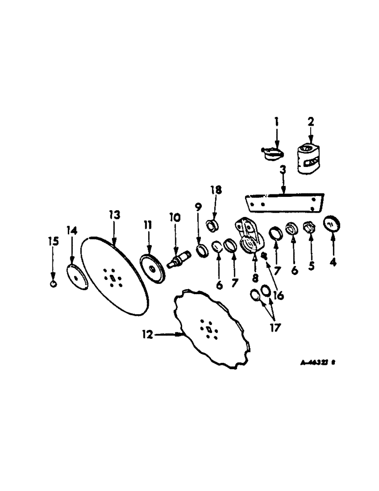 Схема запчастей Case IH 535 - (AH-04) - ROLLING COLTER, SHEAR BOLT, PRECISION BEARING SINGLE ARM 