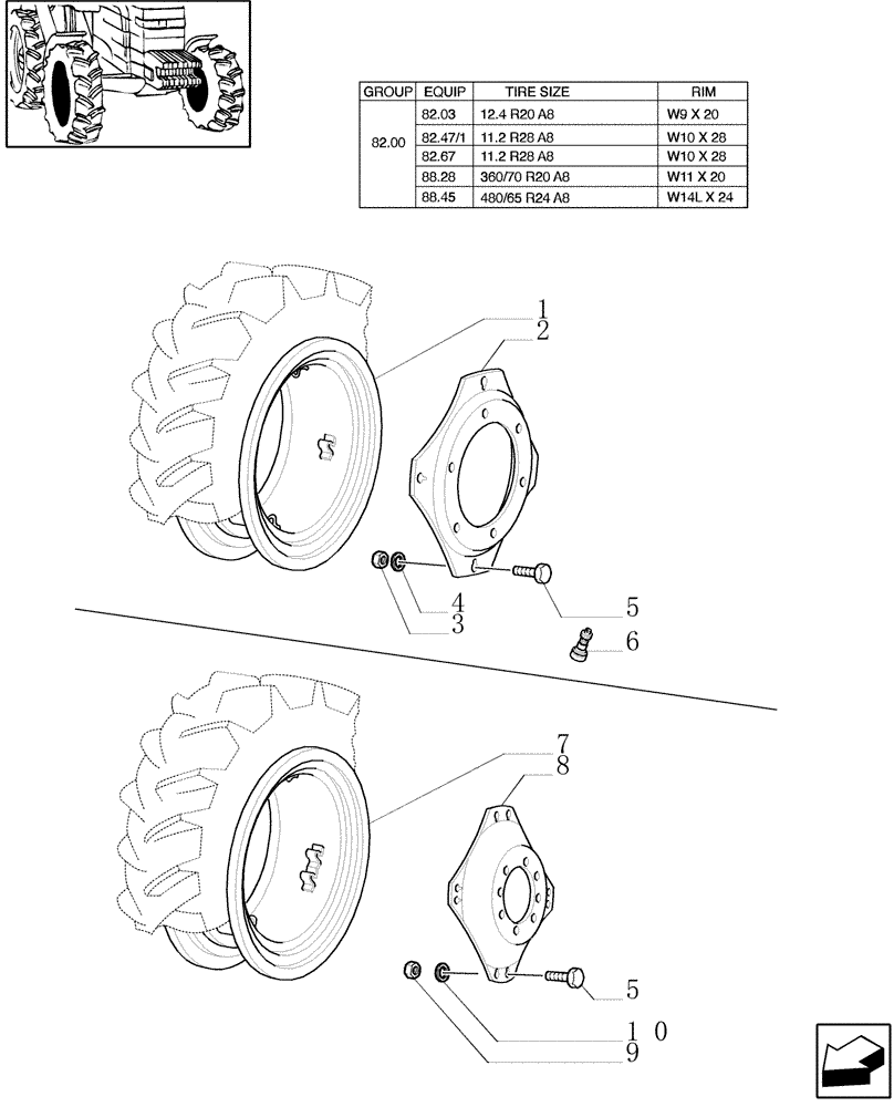 Схема запчастей Case IH JX100U - (82.00[04]) - DRIVE WHEEL RIM (4WD) (11) - WHEELS/TRACKS