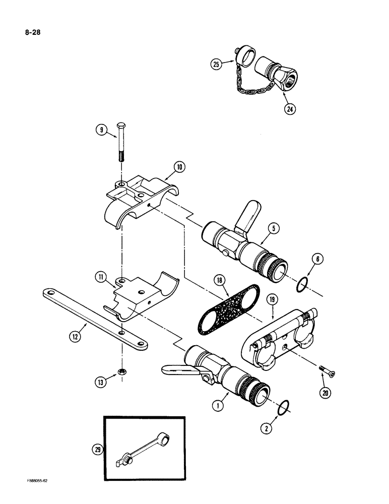 Схема запчастей Case IH 9190 - (8-28) - QUICK DISCONNECT COUPLER ASSEMBLY (08) - HYDRAULICS