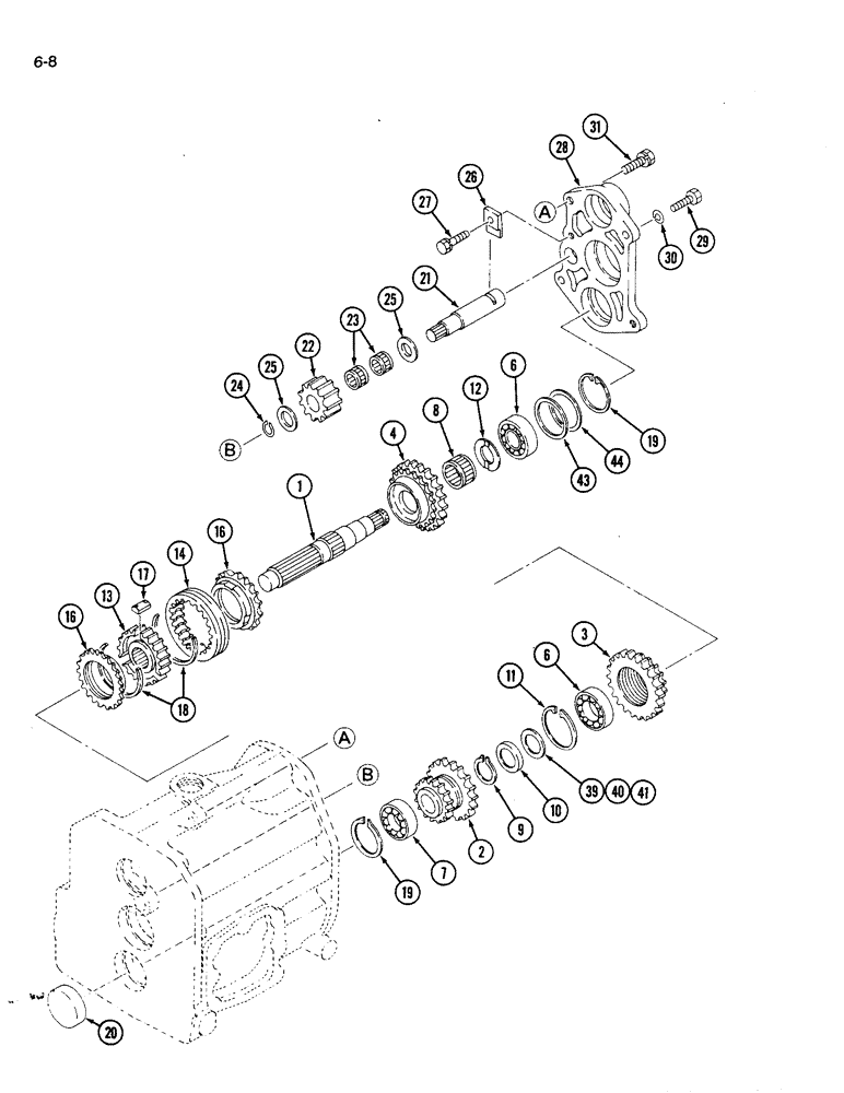 Схема запчастей Case IH 1120 - (6-08) - MECHANICAL TRANSMISSION MAIN SHAFT AND GEARS (06) - POWER TRAIN