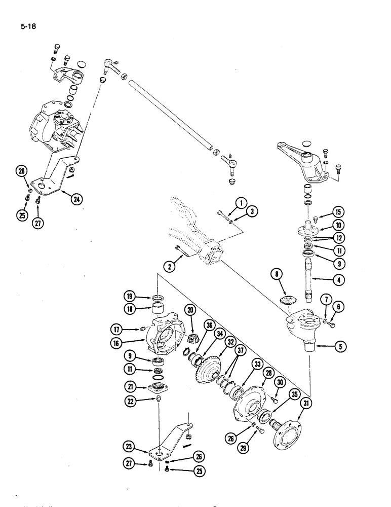 Схема запчастей Case IH 275 - (5-18) - FRONT AXLE FINAL DRIVE, TIE ROD AND STEERING LINKAGE, MFD TRACTORS (05) - STEERING