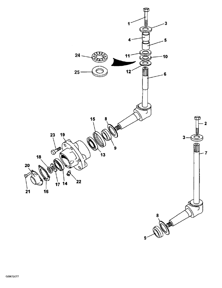 Схема запчастей Case IH 1212 - (5-26) - STUB AXLE AND FRONT HUBS (05) - STEERING