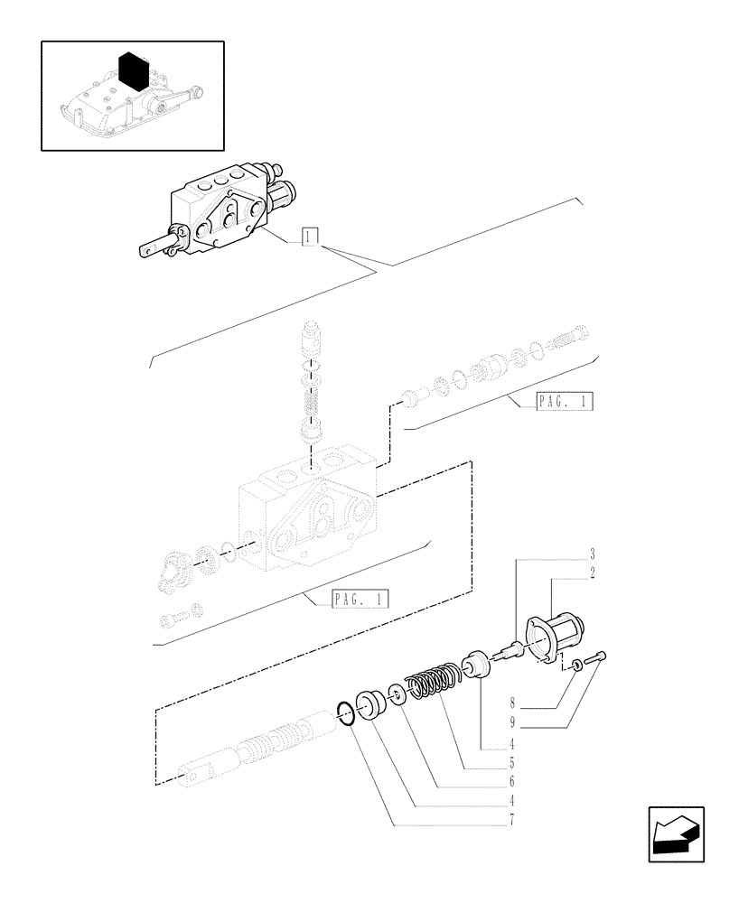 Схема запчастей Case IH JX1095C - (1.82.7/08C[02]) - SIMPLE DOUBLE EFFECT DISTRIBUTOR - PARTS - D5484 (07) - HYDRAULIC SYSTEM