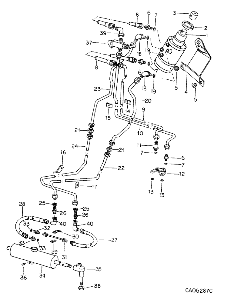 Схема запчастей Case IH 986 - (10-14) - HYDRAULICS, HYDRAULIC POWER STEERING CONNECTIONS (07) - HYDRAULICS