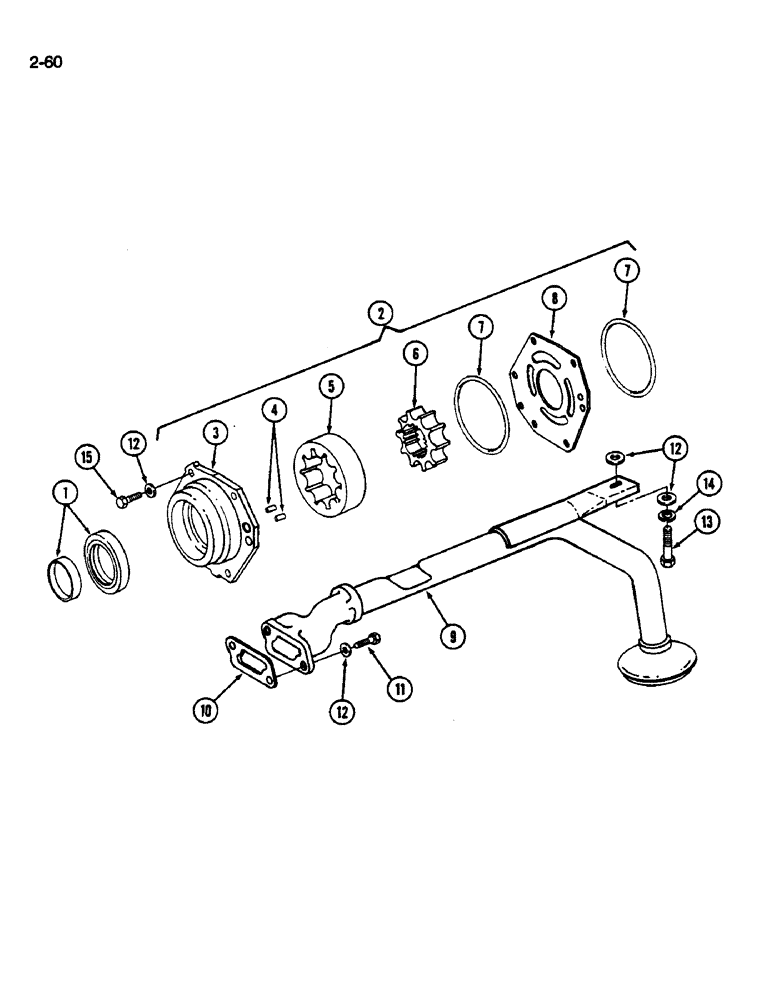 Схема запчастей Case IH 1822 - (2-60) - LUBRICATING OIL PUMP AND INLET TUBE D466 AND DT466C DIESEL ENGINE (01) - ENGINE