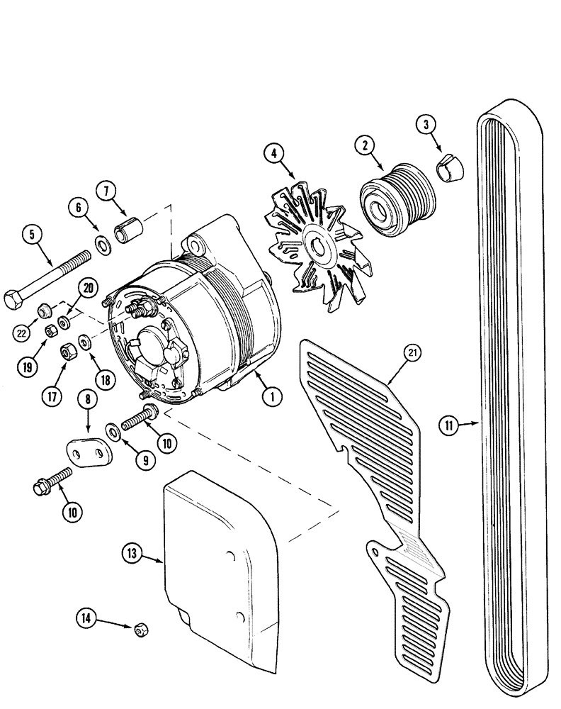 Схема запчастей Case IH MX110 - (04-18) - ALTERNATOR AND MOUNTING (04) - ELECTRICAL SYSTEMS