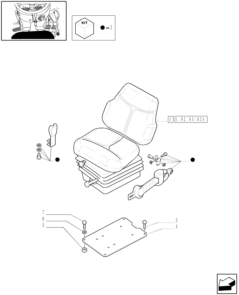 Схема запчастей Case IH JX1070N - (1.92.85/03) - (VAR.850) CASE SEAT WITH AIR SUSPENSION, BELTS AND SWITCH - W/CAB (10) - OPERATORS PLATFORM/CAB