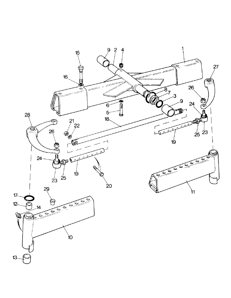 Схема запчастей Case IH 1490 - (G04-1) - FRONT AXLE BEAM FOR SIDE-MOUNTED STEERING CYLINDER, 2 WHEEL DRIVE, NOT NORTH AMERICA (04) - FRONT AXLE