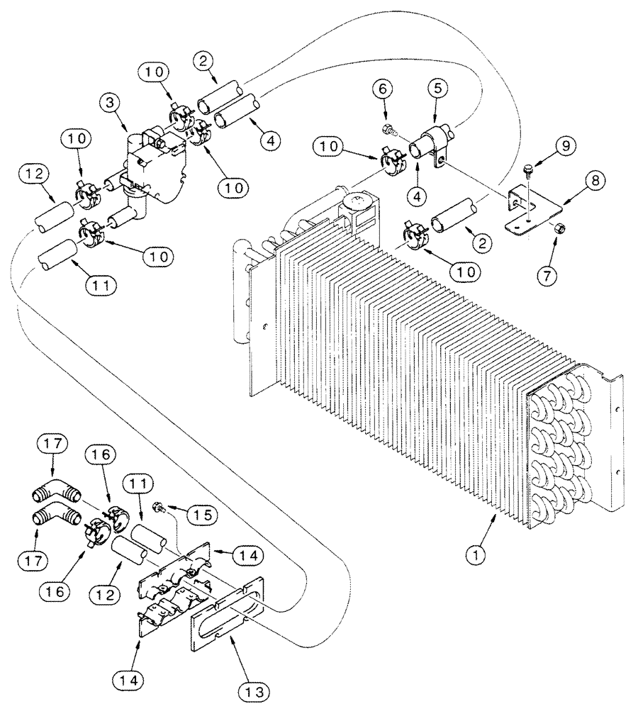 Схема запчастей Case IH 2555 - (09E-21) - HEATING SYSTEM (10) - CAB & AIR CONDITIONING