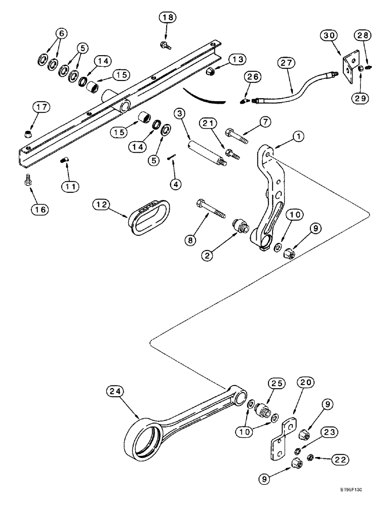 Схема запчастей Case IH 2188 - (9B-36) - CHAFFER DRIVE HANGER LEVER AND SUPPORT (14) - ROTOR, CONCANVES & SIEVE