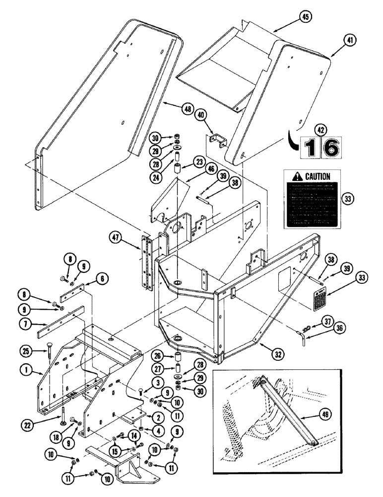 Схема запчастей Case IH 16 - (14) - MAIN FRAME AND SHIELDS 