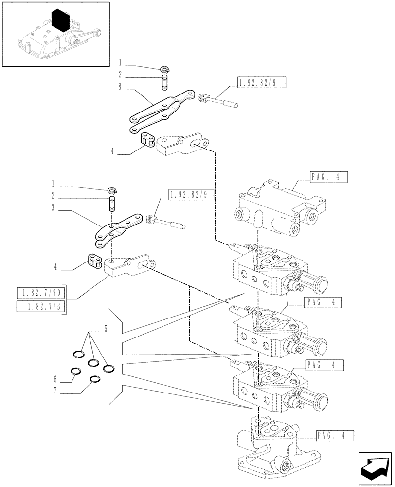 Схема запчастей Case IH JX1060C - (1.82.7/10[05]) - (VAR.164) 3 REMOTE VALVES FOR EDC (1 STD+1 W/FL.+1 W/FL.) - RINGS - D5484 (07) - HYDRAULIC SYSTEM