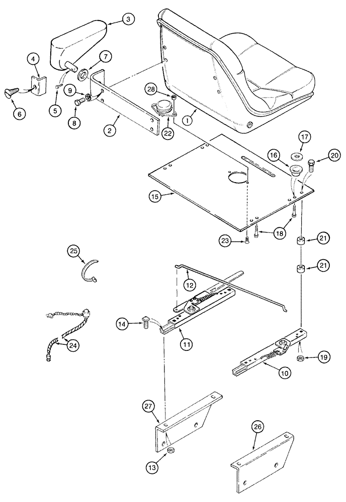 Схема запчастей Case IH 2555 - (09E-15) - SEAT HEIGHT ADJUSTMENT (10) - CAB & AIR CONDITIONING