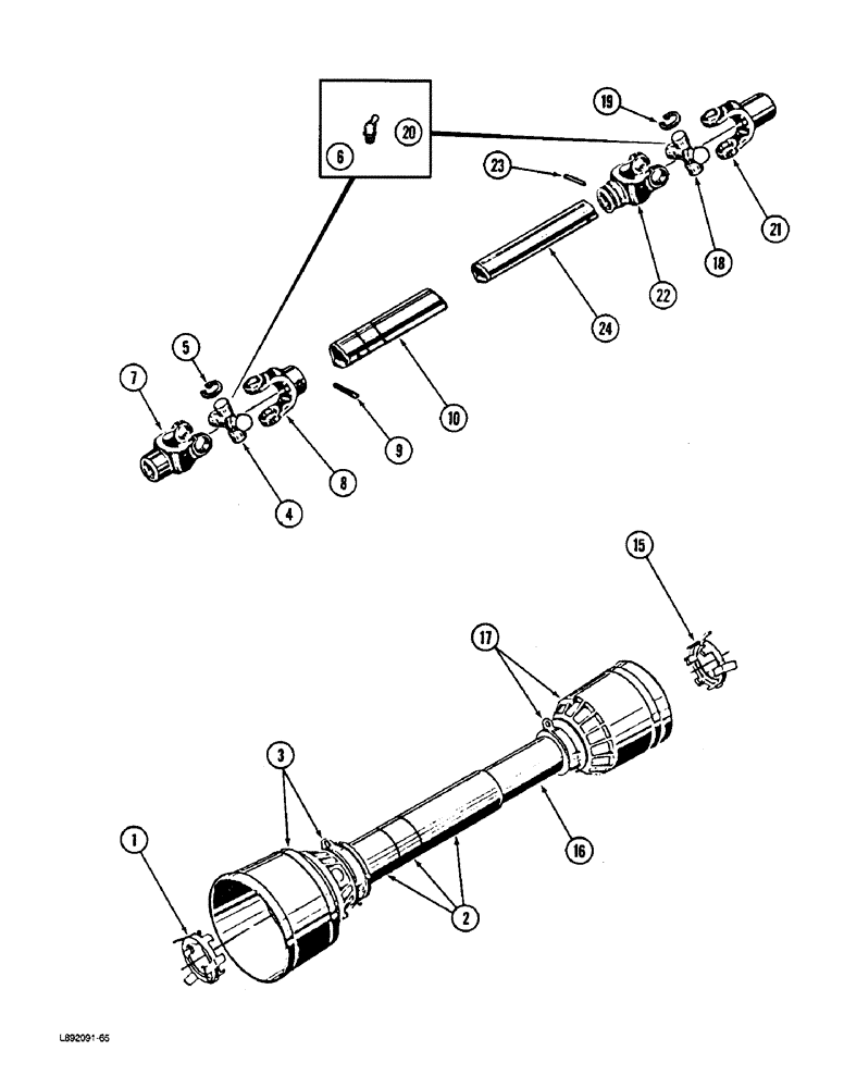 Схема запчастей Case IH 5420 - (9-24) - TELESCOPING PICKUP DRIVE LINE (09) - CHASSIS