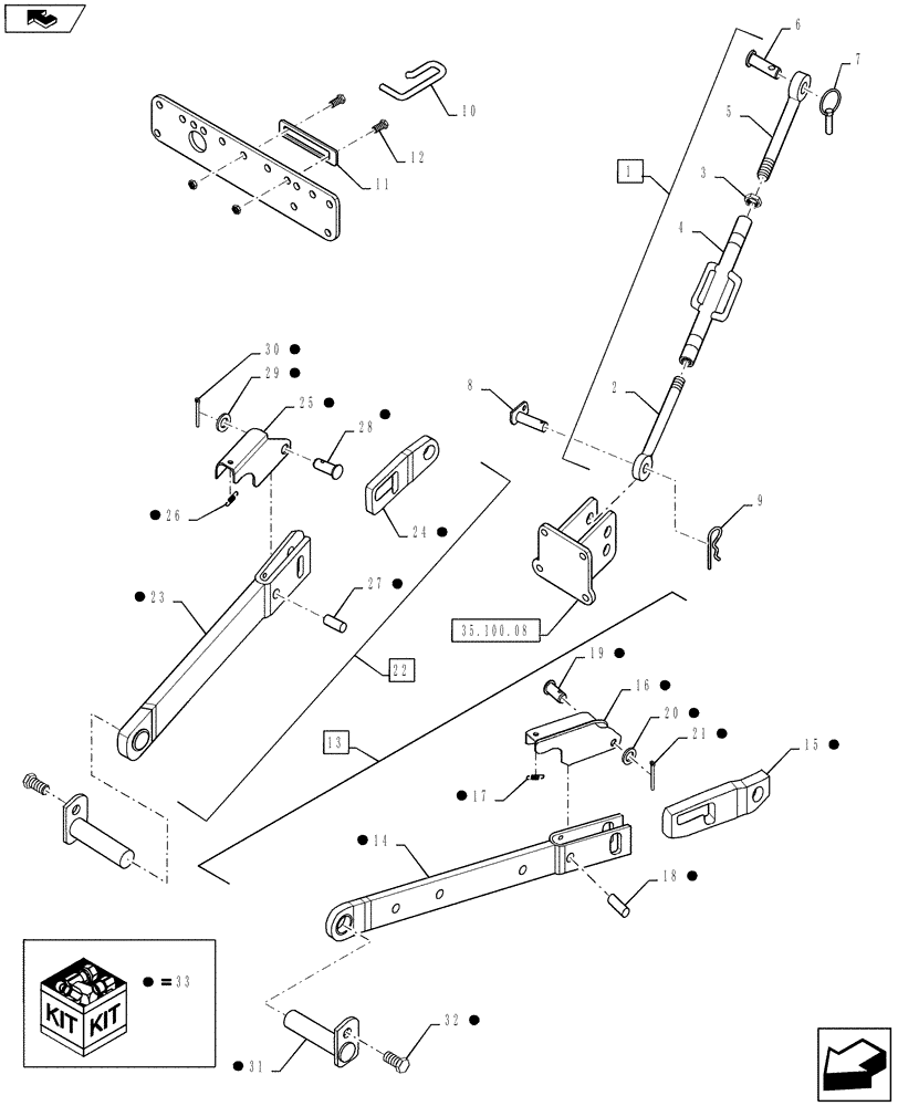 Схема запчастей Case IH FARMALL 35B - (88.100.16) - DIA KIT, UPPER LINK & DIA KIT, LOWER LINK - MT20117609 (88) - ACCESSORIES