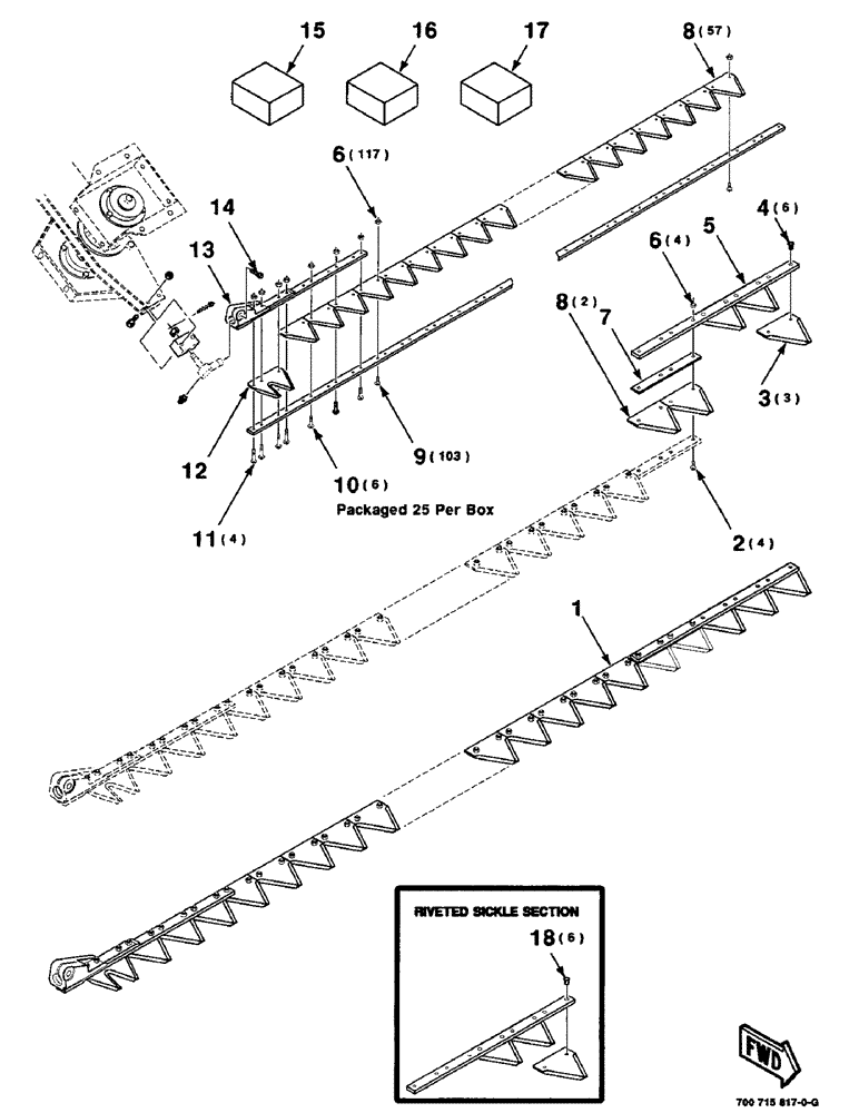 Схема запчастей Case IH 425 - (5-14) - SICKLE ASSEMBLY, RIGHT, 30 FOOT ONLY (58) - ATTACHMENTS/HEADERS