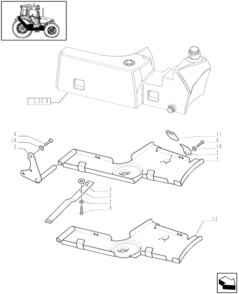 Схема запчастей Case IH JX95 - (1.14.7) - FUEL TANK SUPPORT (02) - ENGINE EQUIPMENT