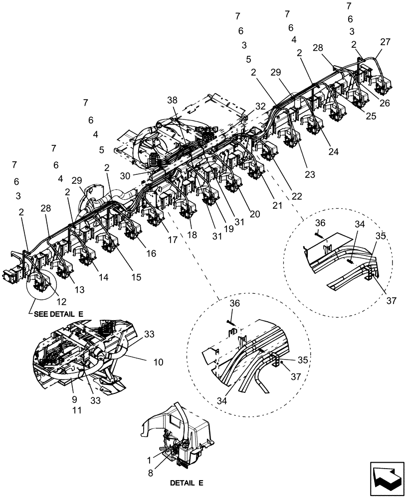 Схема запчастей Case IH 1250 - (80.150.29[02]) - BULK FILL - HOSES - 16 ROW ASN Y9S007001, MODEL YEAR 2010 AND BEFORE (80) - CROP STORAGE/UNLOADING