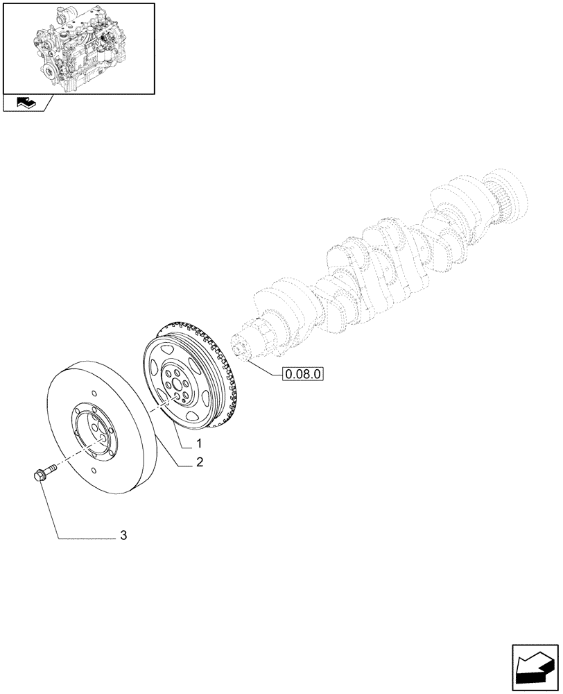 Схема запчастей Case IH PUMA 180 - (0.08.4) - PULLEY CRANKSHAFT (01) - ENGINE