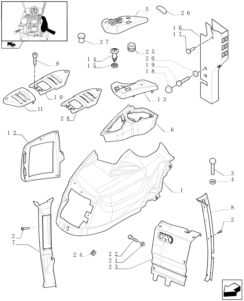 Схема запчастей Case IH PUMA 210 - (1.93.0[02A]) - CONTROLS COVER - D6454 - C6514 (10) - OPERATORS PLATFORM/CAB