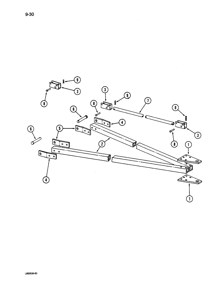 Схема запчастей Case IH 6200 - (9-030) - FRONT HITCH, THREE DRILL, HITCH SERIAL NUMBER 501 AND AFTER (09) - CHASSIS/ATTACHMENTS