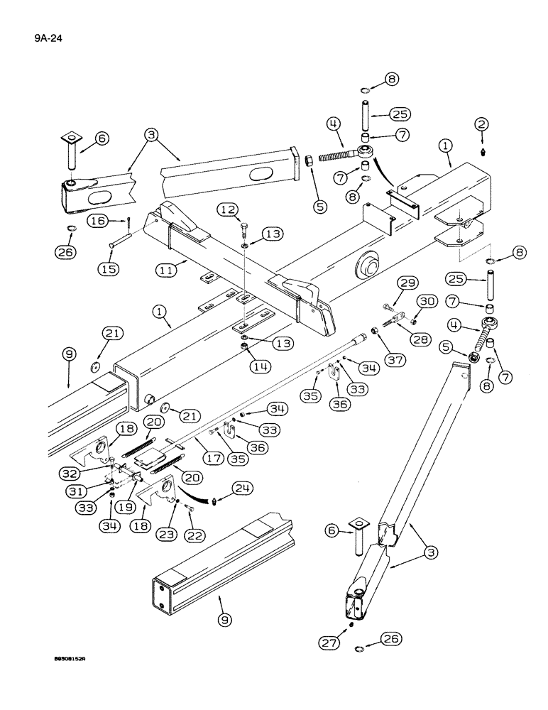 Схема запчастей Case IH 950 - (9A-24) - TELESCOPING TONGUE, 24 ROW NARROW, FRONT FOLD (09) - CHASSIS/ATTACHMENTS