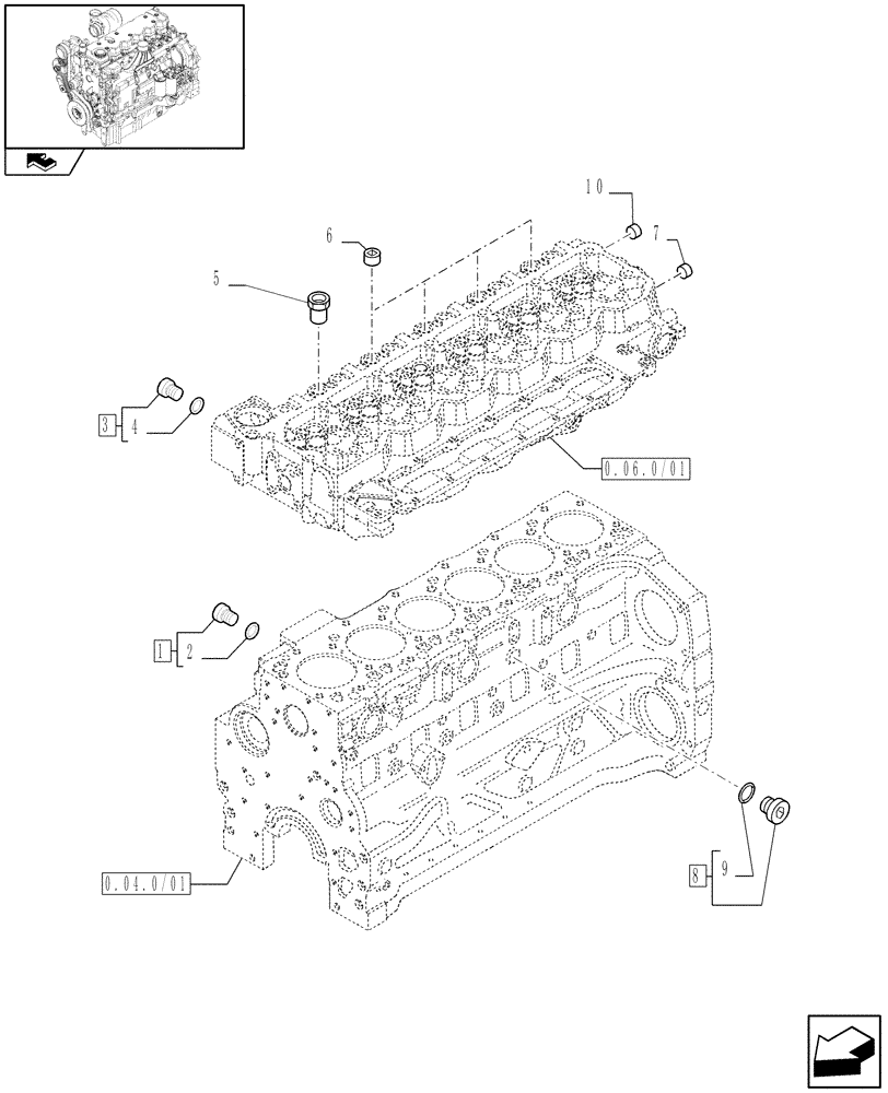 Схема запчастей Case IH MAXXUM 140 - (0.32.4/01) - ENGINE COOLING SYSTEM PIPING (STD + VAR.330003-332115) (01) - ENGINE