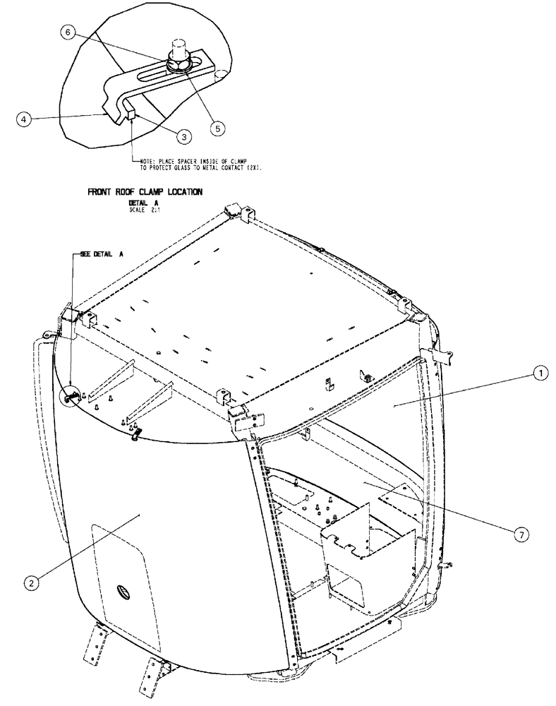 Схема запчастей Case IH SPX4410 - (02-008[01]) - GLASS MOUNTING GROUP Cab Exterior