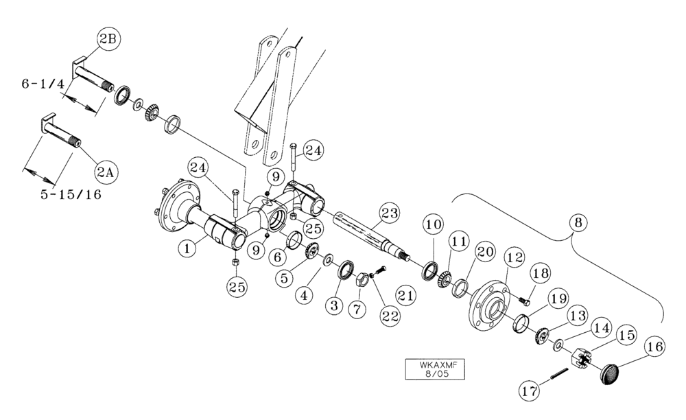 Схема запчастей Case IH TIGERMATE II - (44.100.08[01]) - DOUBLE FOLD WALKING AXLE ASSEMBLY (WINGS ONLY) 48-1/2 THROUGH 60-1/2 MODELS - 2006 AND AFTER (44) - WHEELS