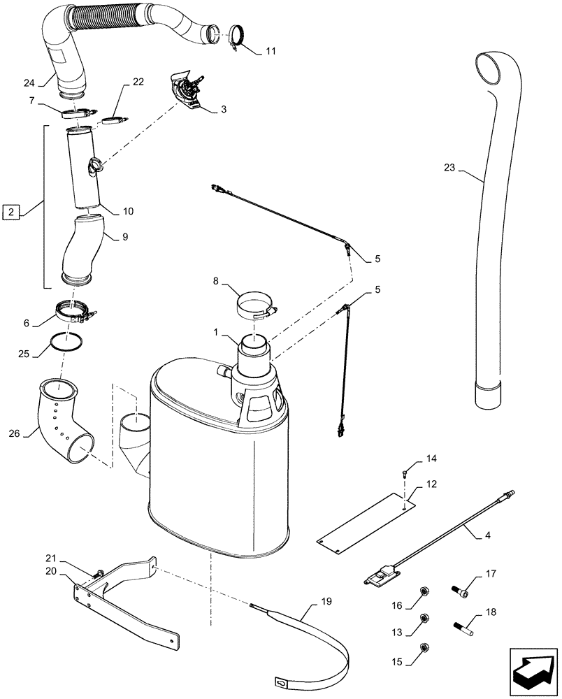 Схема запчастей Case IH MAGNUM 180 - (10.254.03) - EXHAUST SYSTEM (10) - ENGINE