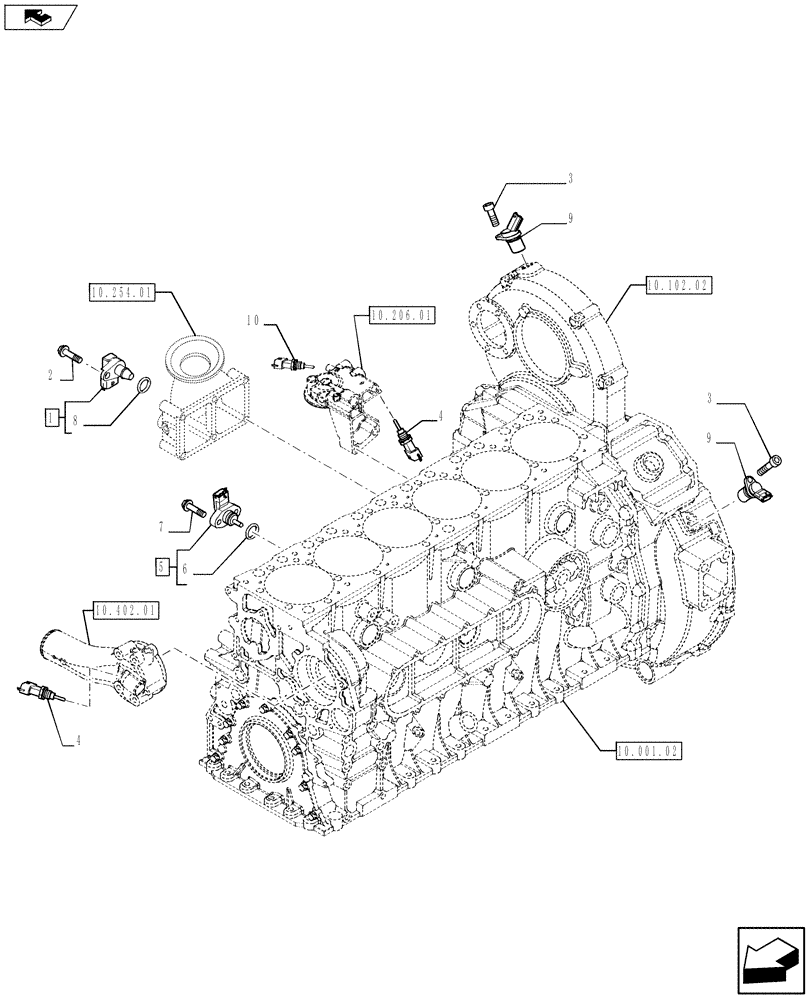 Схема запчастей Case IH 635 - (55.414.01) - MOTOR SENSORS (55) - ELECTRICAL SYSTEMS