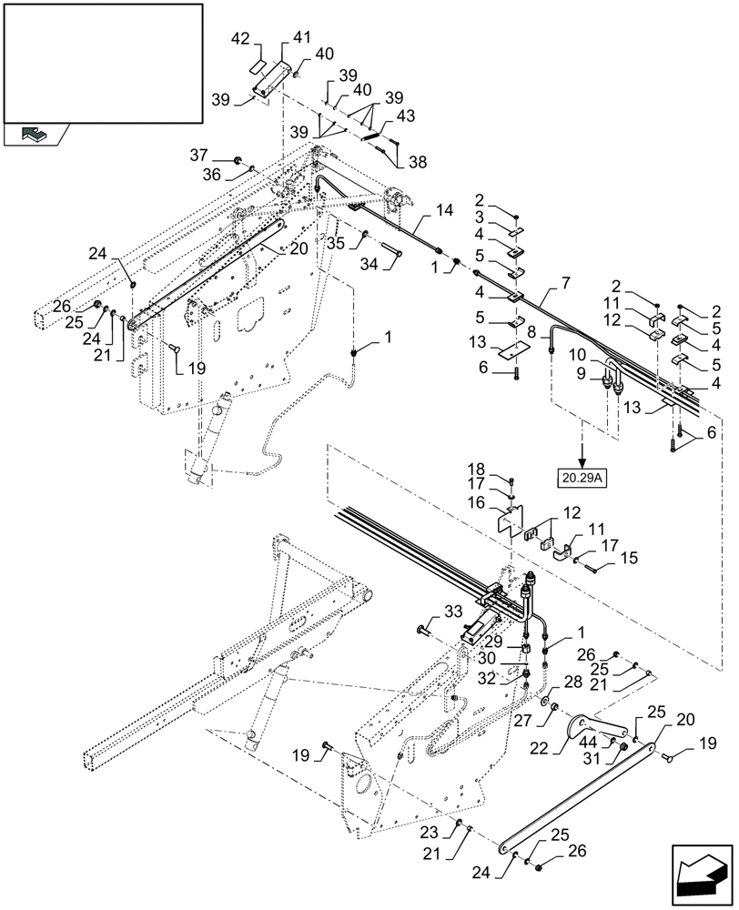 Схема запчастей Case IH 2050 - (20.32C[01]) - PIPING FOR REEL SUPPORTS (20) - HEADER