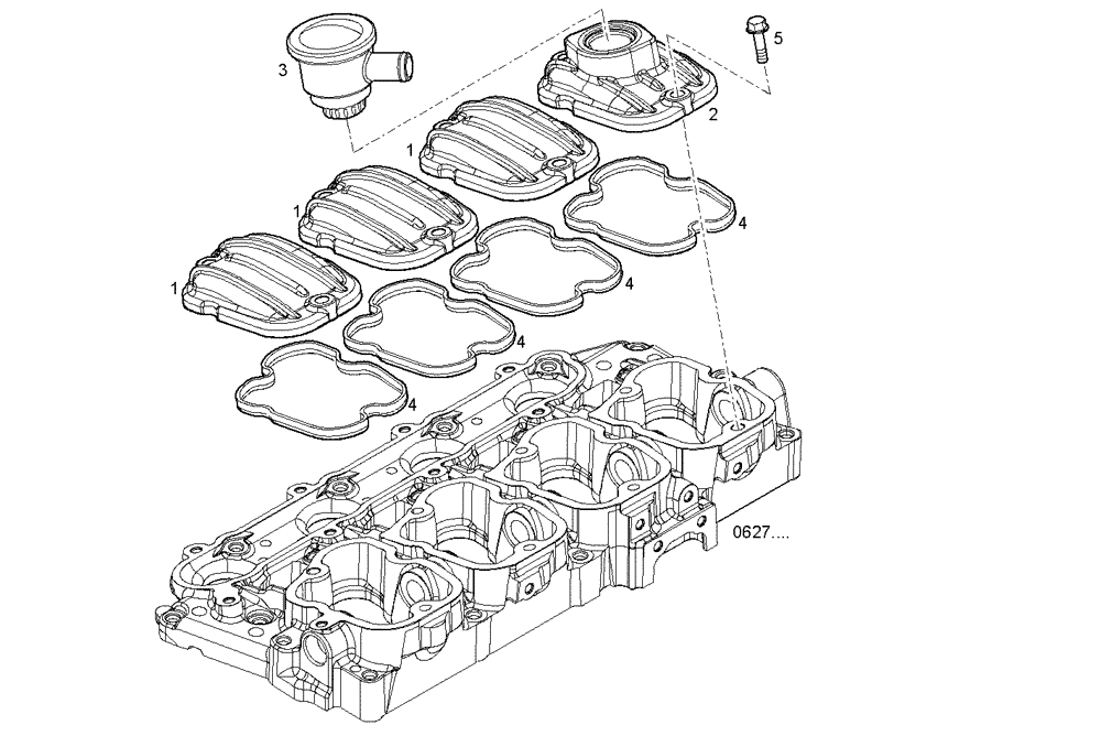 Схема запчастей Case IH F5AE9484L A001 - (0630.051) - CYL. HEAD COVERS 