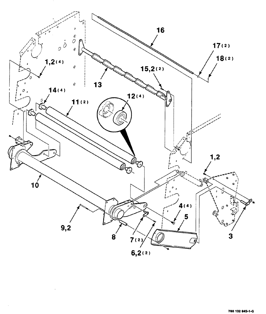 Схема запчастей Case IH RS561A - (6-012) - BELT TENSIONING ROLLER ASSEMBLY (14) - BALE CHAMBER