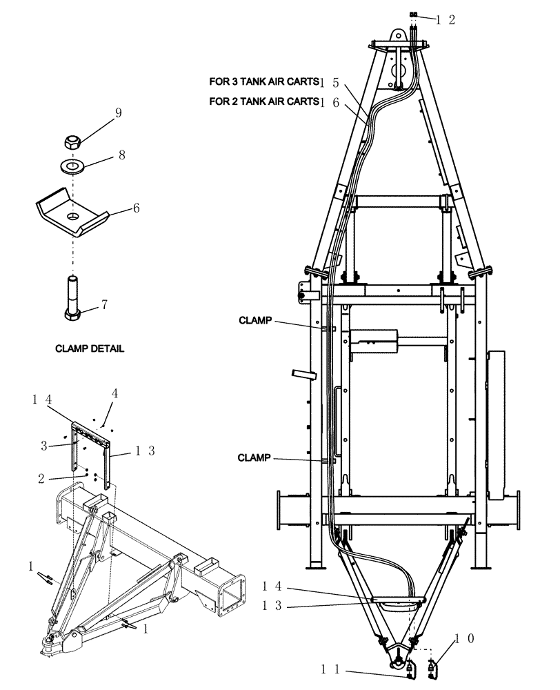 Схема запчастей Case IH ADX2230 - (F.10.D[16]) - TOW BEHIND AIR CART REAR HITCH HYDRAULIC HOSES F - Frame Positioning