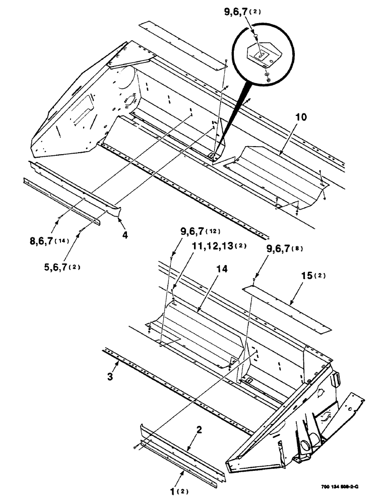 Схема запчастей Case IH 625 - (7-26) - AUGER PAN AND STRIPPER ASSEMBLY, 16 FOOT (58) - ATTACHMENTS/HEADERS