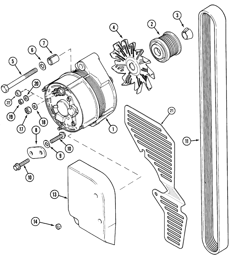 Схема запчастей Case IH MX170 - (04-16) - ALTERNATOR AND MOUNTING (55) - ELECTRICAL SYSTEMS