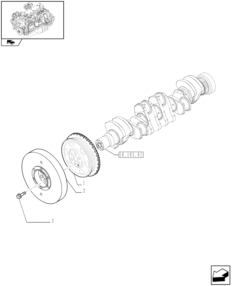 Схема запчастей Case IH F4HE9684D J103 - (10.103.04) - PULLEY - CRANKSHAFT (4898394) 