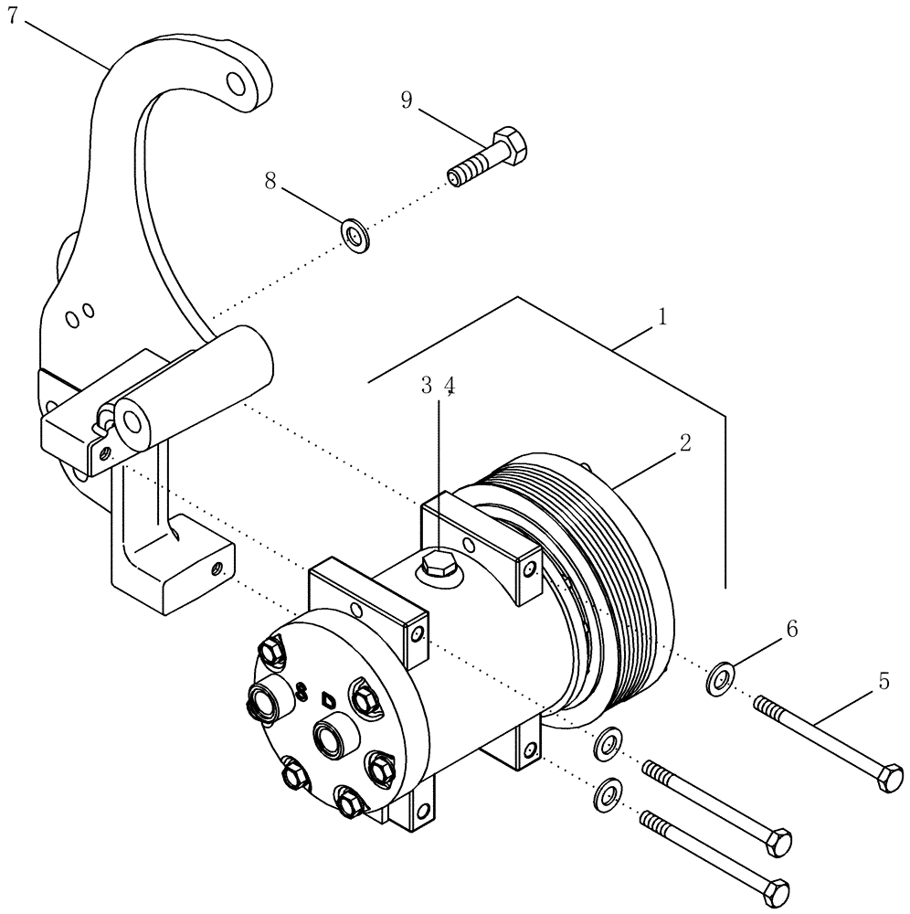 Схема запчастей Case IH MX255 - (09-42) - AIR CONDITIONING - COMPRESSOR MOUNTING (09) - CHASSIS/ATTACHMENTS