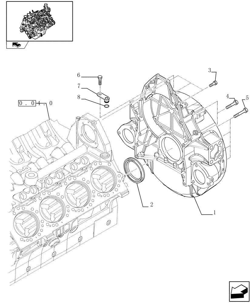 Схема запчастей Case IH FVAE2884X B200 - (0.04.3[02]) - FLYWHEEL CASE (504080578) 