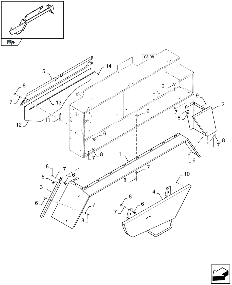 Схема запчастей Case IH LB333S - (08.18[01]) - LOWER SHIELDING, LARGE TANDEM AXLE - LH (08) - SHEET METAL/DECALS