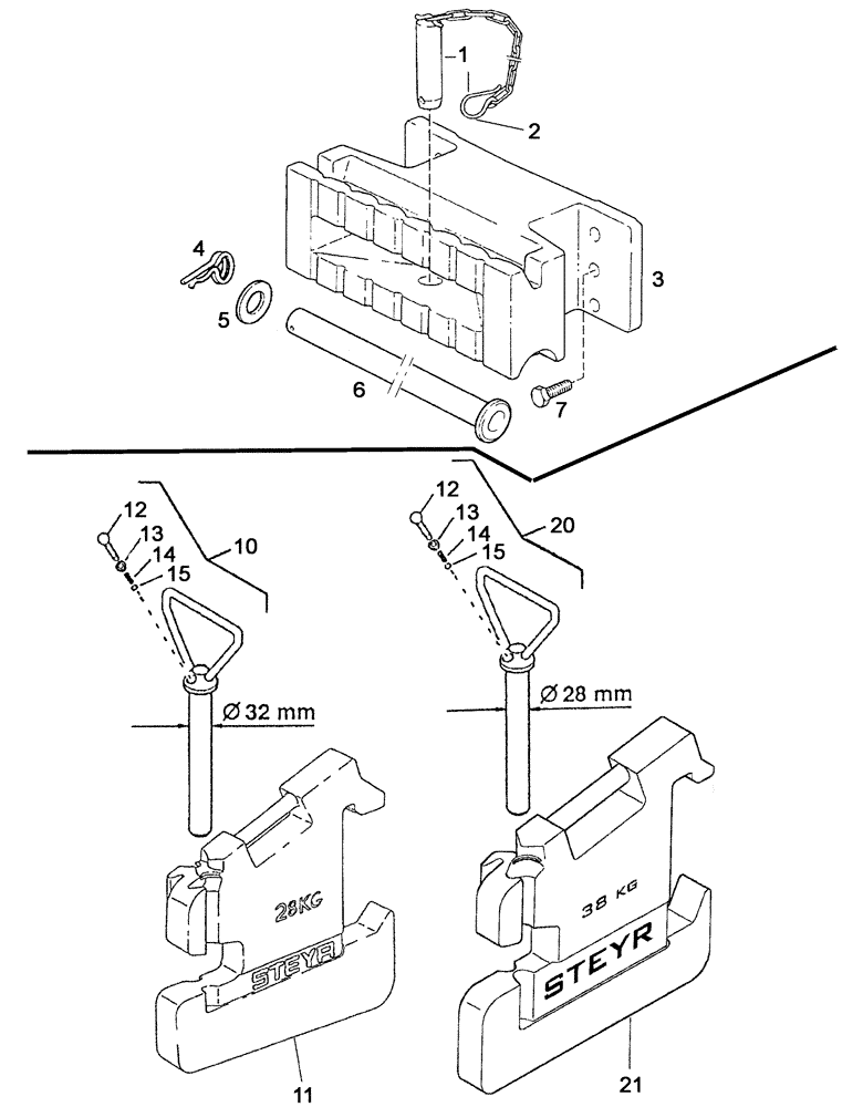 Схема запчастей Case IH C55 - (09A-06[01]) - FRONT WEIGHTS (09) - CHASSIS