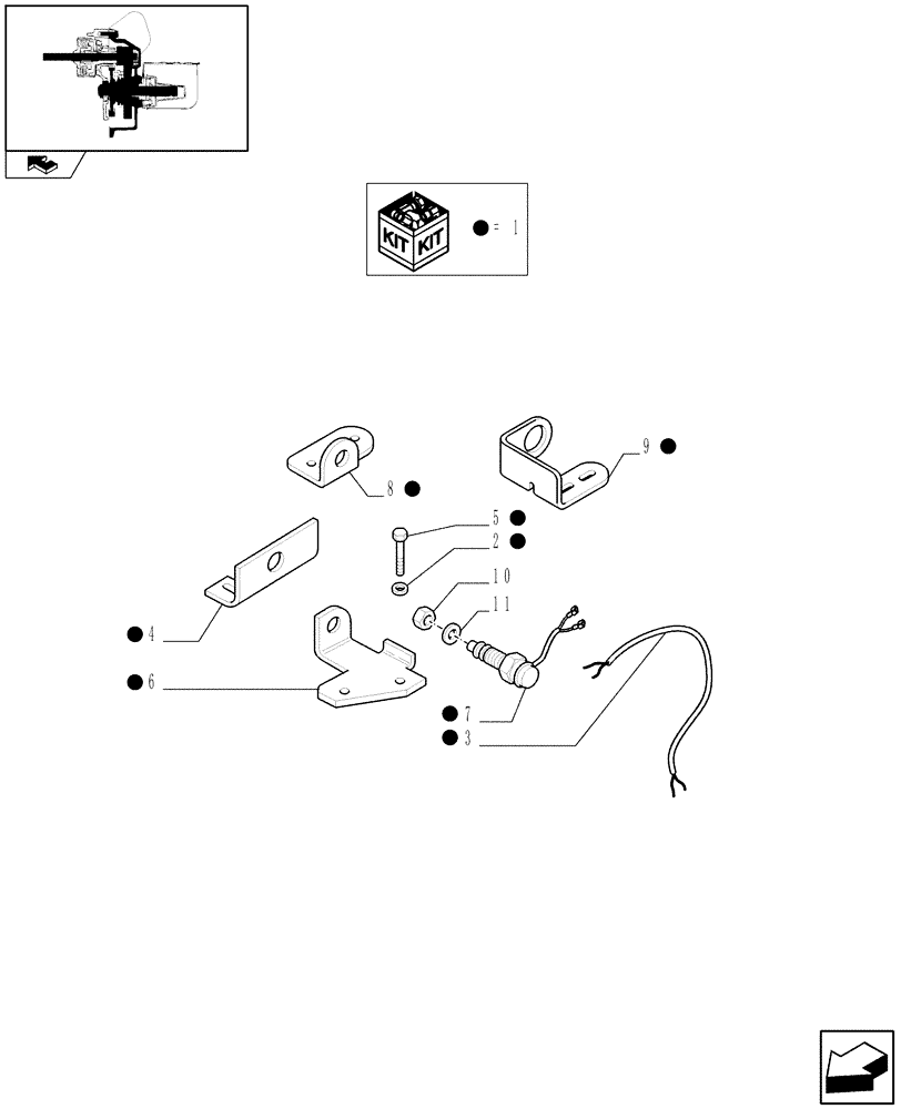 Схема запчастей Case IH FARMALL 60 - (1.75.0/01) - SAFETY SWITCH FOR PTO W/GROUND SPEED (VAR.335032) (06) - ELECTRICAL SYSTEMS