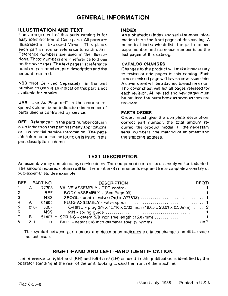 Схема запчастей Case IH 3450 - (01-2) - GENERAL INFORMATION 