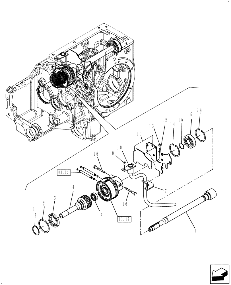 Схема запчастей Case IH FARMALL 40 - (03.16) - PTO DRIVING SET (03) - TRANSMISSION