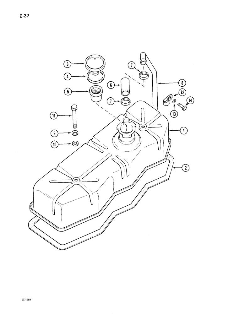 Схема запчастей Case IH 495 - (2-032) - VALVE HOUSING COVER (02) - ENGINE